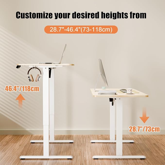 67"x24" Standing Desk, Height Adjustable Sit-Stand Office, Oak | Electric Adjustable Standing Desk, Sit to Stand Computer Office Desk with Splice Board, Memory Preset, Lifts 28.7''-46.5" - Image 4