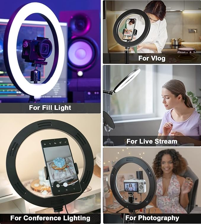 Webcam Light, Ring Light for Logitech Webcam C920,C922x,C930e,Brio 4K,C925e,MX Brio 4K,StreamCam,Brio 500,C615 1/4'' Screw Hole- 10'' Light (Without Tripod and Stand) - Image 5