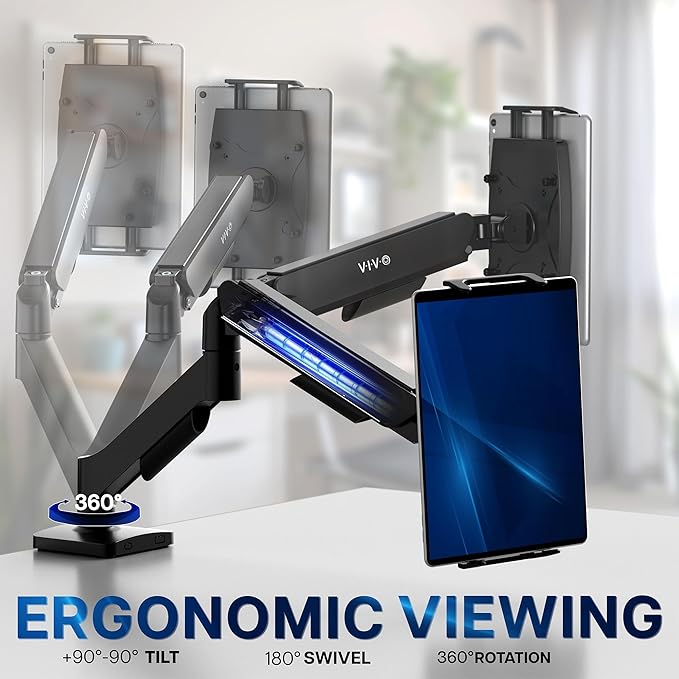 VIVO Height Adjustable Counterbalance Mechanical Arm Tablet Desk Mount, Fits 2-in-1 Laptops and 15.6 inch Portable Monitors, Max VESA 100x100, Black, STAND-V001O-M02 - Image 5