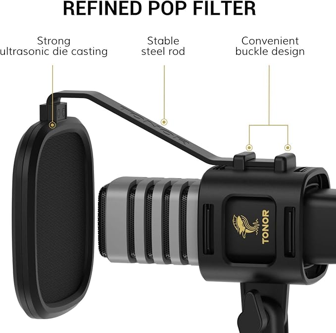 TONOR USB Microphone for PC, Cardioid Condenser Computer Mic with Tripod Stand, Pop Filter, Shock Mount for Gaming, Streaming, Podcasting, YouTube - Image 5