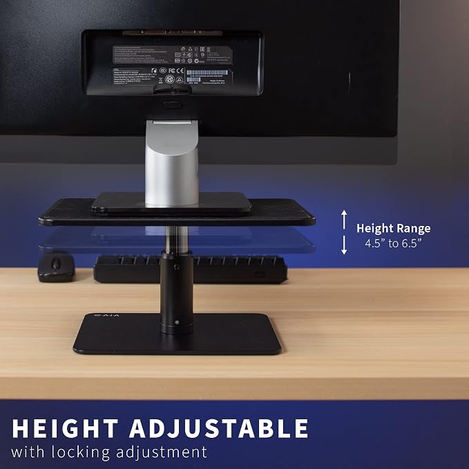 VIVO Universal Height Adjustable Ergonomic Computer Monitor and Laptop Riser Tabletop Desk Stand, Black, STAND-V000SB - Image 3