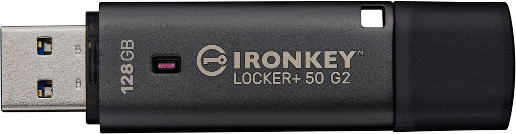 Kingston Ironkey Locker+ 50 G2 128GB Encrypted USB Drive | FIPS 197 | AES-XTS Protection | Multi-Password Security | USB 3.2 Gen 1 | IKLP50G2/128GB by Kingston