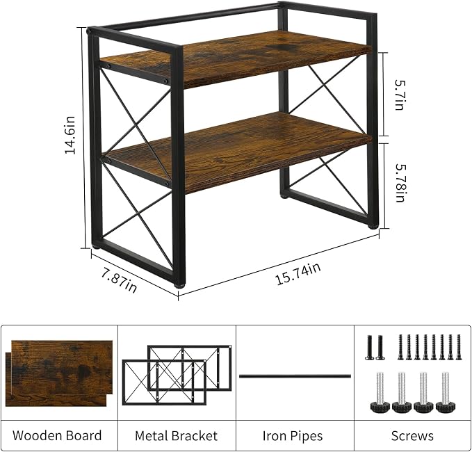 YINMIT Desktop Shelf Organizer, 2 Tier Office Shelves, Wood Desk Organizer Storage Rack and Freestanding Display Shelf for Office, Dormitory, Home - Image 3