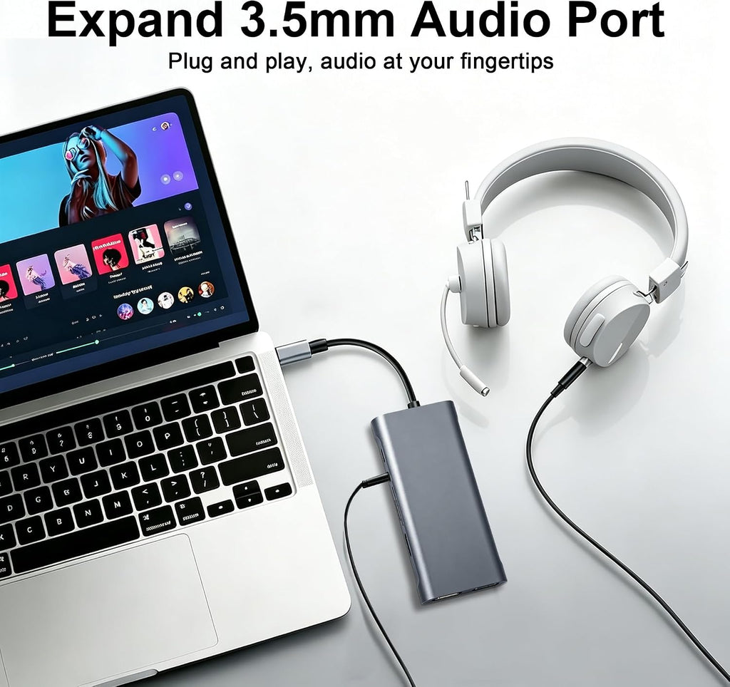USB C Hub Multiport Adapter, 11 in 1 USB C Docking Station with 4K HDMI, 1080P VGA, 100W PD, USB 3.0, RJ45 Ethernet, TF/SD Card Reader, 3.5mm Audio, USBC Dongle for MacBook Pro/Air, Windows, Laptops - Image 7