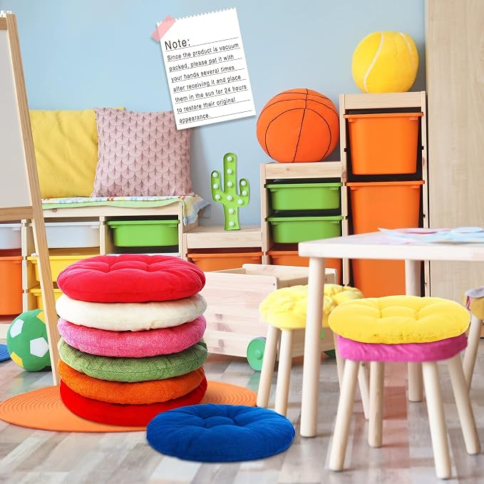 Fumete 16 Pcs Round Floor Cushions for Classroom Kids,Rainbow and Morandi | 16 Inch Diameter, Students Flexible Seating Pillows, Home Daycare School Reading Yoga Meditation, Soft Cushioned - Image 7