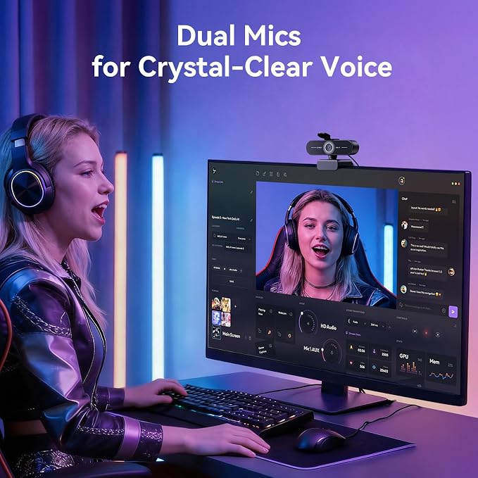 EMEET C60E 4K Webcam for Streaming & Gaming，PDAF Autofocus | Dual Mics, Live Streaming Camera with Auto Light Correction, Plug & Play USB Webcam for PC & Mac - Image 5