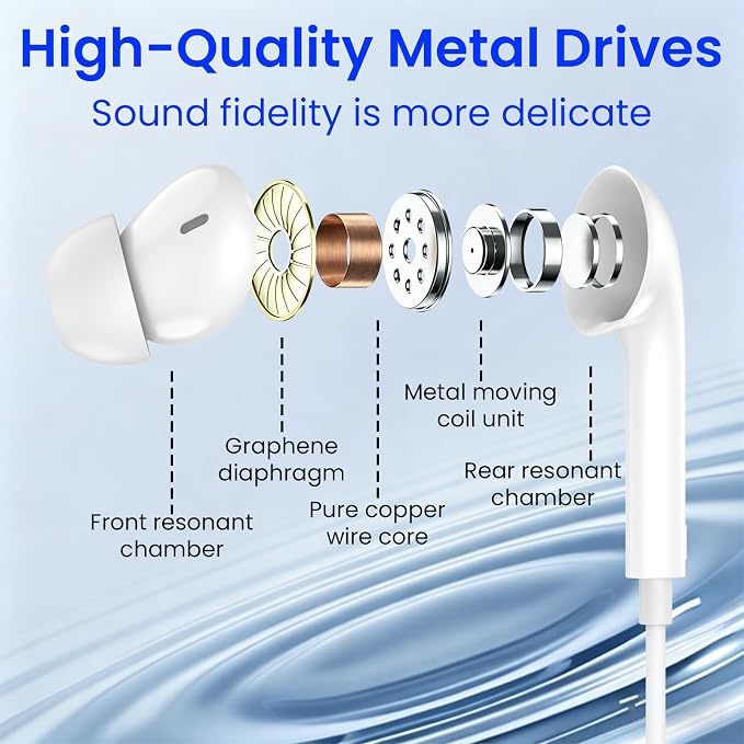 USB C Headphones Wired for iPhone 17/16/15 Pro Max Plus, Type C Earbuds with Microphone & Remote Noise Cancelling Earphones for iPad, Galaxy S25/S24/S23/S22/S21/S20/Ultra Note 10/20, Pixel 7/6/5/4 - Image 4