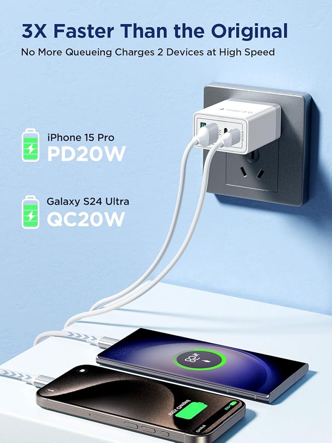 [2-Pack] USB C Charger Block, 40W Fast Charging Block Type C Charging Blocks 4-Port Dual Port PD+QC USB Wall Charger Block for iPhone 17 16 15 14 13 12 11 Pro Max XS, iPad - Image 3