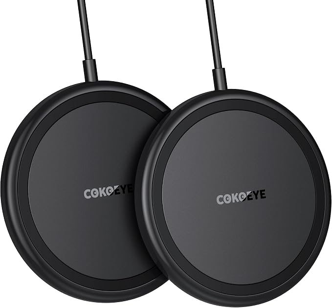 COKOEYE Wireless Charger, 15W Max Fast Wireless Charging Pad 2-Pack Compatible with iPhone 17/17 Air/17 Pro/17 Pro Max/16/15/14/13/12/Samsung S24/S24Ultra/S23Ultra/S22/S21,AirPods Pro2 by COKOEYE