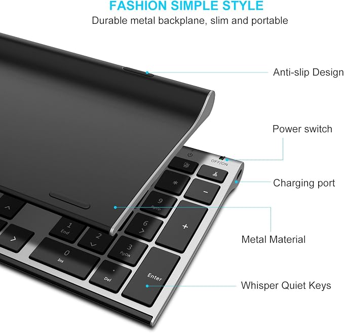 Vssoplor Wireless Keyboard and Mouse, Rechargeable Ultra Slim, Dark Gray | Quiet Full-Size Keyboard and Mouse Combo Set, for Laptop, PC, Notebook, Desktop, 2.4GHz Stable Connection, for Office/Home - Image 5