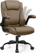 Leather Office Chair, PU Home Computer Desk Chairs with Ergonomic Back Support, 360°Swivel Free，Small Gaming Chair with Wheels and Adjustable Armrests, for Short People Use by BrickAttic