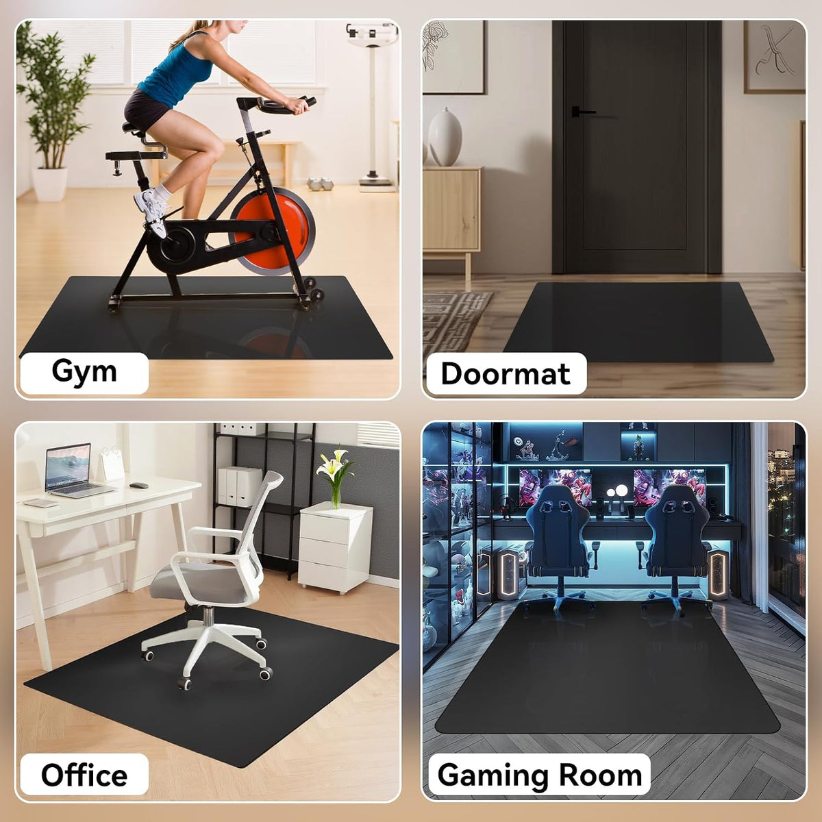 Black Office Chair Mat for Hardwood Floor, 48 x 60 In Desk Floor Protector - Image 2