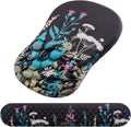 Mouse Pad Wrist Support, Laokiiy 2 in1 Keyboard Wrist Rest+ Ergonomic Mouse Pad, Non-Slip Wrist Rest for Computer Keyboard, Made Easy Typing & Relieve Wrist Pain(Flower) by Laokiiy