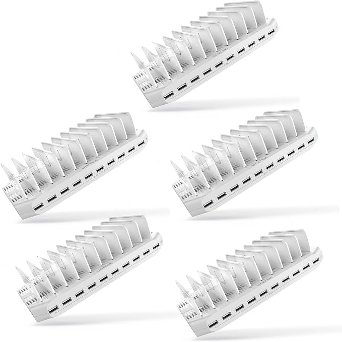 【5PCS】Unitek 10-Port Charging Station, USB Charger Dock for Multiple Device | Multi Charging Dock Smart IC Tech Adjustable Dividers USB Type A Fast Charging Stand for iPad, Tablet, Kindle, iPhone, Family - Image 3