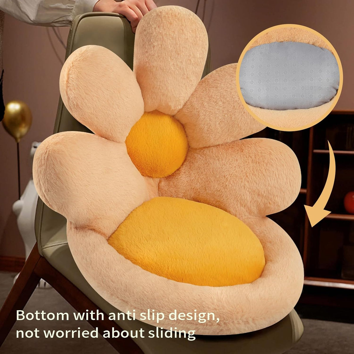 Ditucu Flower Shape Chair Pillow Cute Seat Cushion 19 inch Comfy Lazy Sofa Floor Pillows Dorm Seating for Bedroom Decor Orange - Image 5