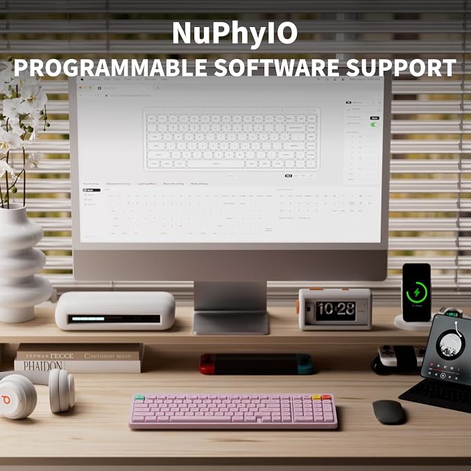 NuPhy Node100 Wireless Mechanical Keyboard, Hot Swappable Custom Low Profile Keyboard, 103 Keys Computer Gaming Keyboards, Supports Touch Gestures, PBT Keycaps, RGB Backlit, Bluetooth/2.4GHz/USB-C - Image 2