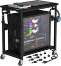 Snughome Oversized Computer Tower Stand with Extended Top & Charging Station, 25.2''-36.2'' Height-Adjustable PC Tower Stand, Rolling CPU Cart with Lockable Wheels for Office Home Gaming by Snughome