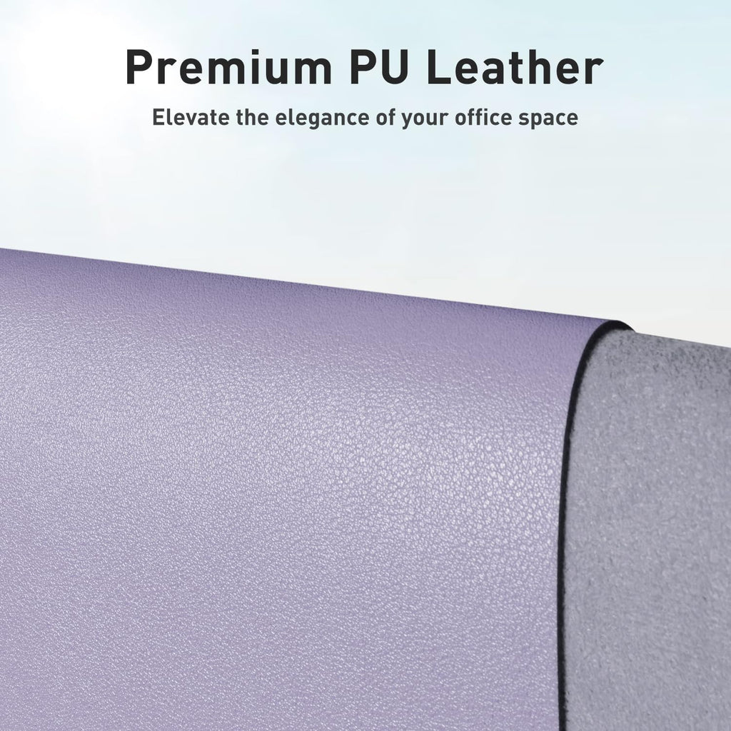 Leather Desk Pad Protector, Mouse Pad, Office Desk Mat, Non-Slip PU Leather Desk Blotter, Laptop Desk Pad, Waterproof Desk Writing Pad for Office and Home (48"x17", Lavender) - Image 2