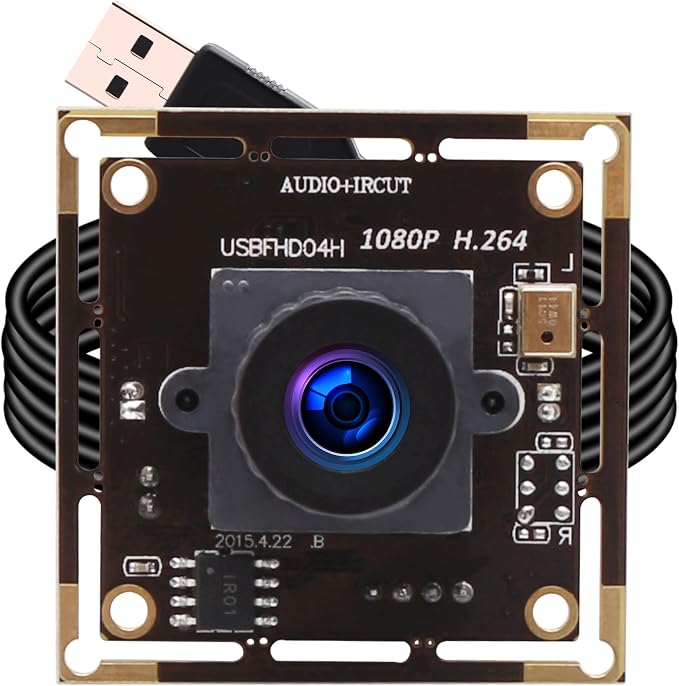 ELP H.264 1080P USB Camera Module with Microphone 2.1mm Wide Angle Webcam | FHD PC Camera for Computer & Laptop, UVC USB2.0 Lightburn Camera for Laser, Home Security, Embedded Machine Vision, Robotics by ELP