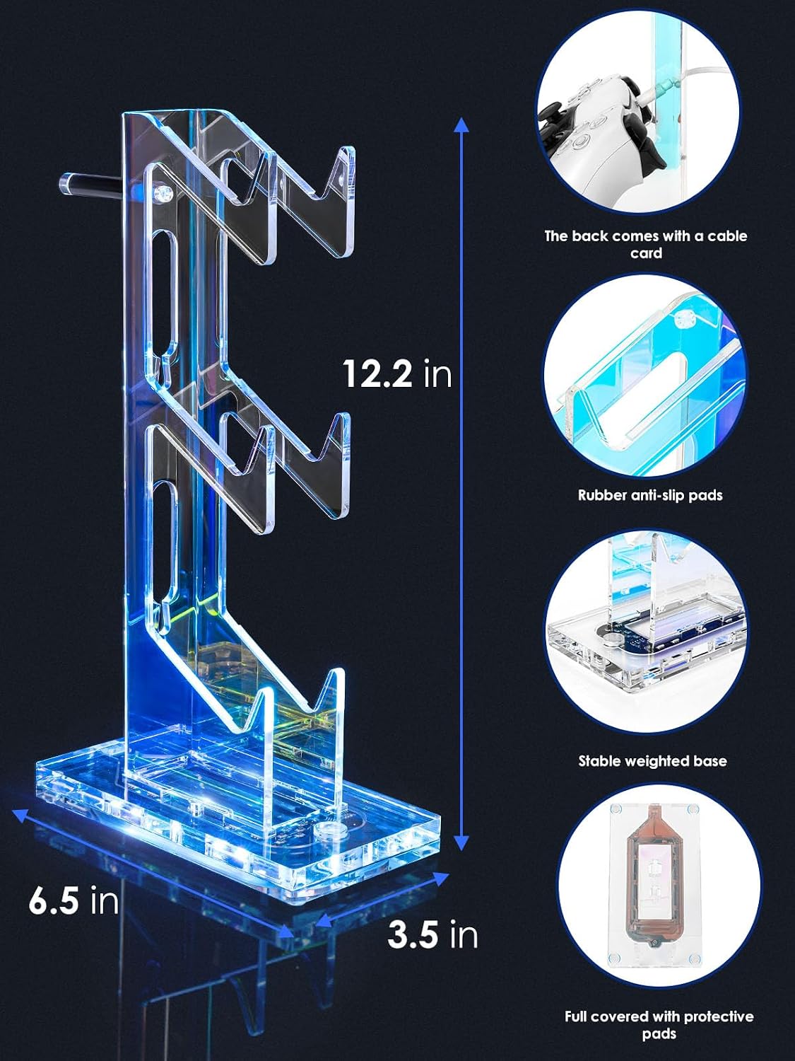 OAPRIRE RGB Controller and Headset Stand with 21 Light Modes, 3 Tier - Image 4