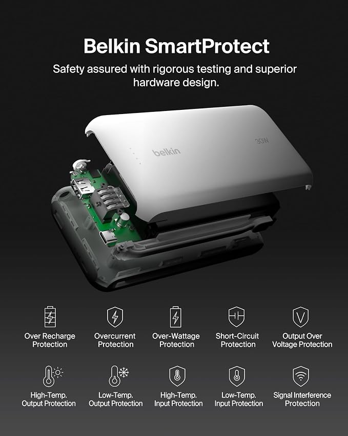 Belkin 20000mAh 30W USB C Power Bank, Portable Charger for iPhone & iPad | Fast Charging, Integrated USB C Cable, Eatra USB C Port, iPhone 17, iPad, Samsung Galaxy S26, Charge 2 Devices - Image 9