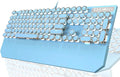 Typewriter Style Mechanical Gaming Keyboard,Retro Punk Gaming Keyboard with White Backlit, 104 Keys Blue Switch Wired Cute Keyboards with Detachable Wrist Rest,Blue Keyboards for Office/PC/Laptop by Camiysn