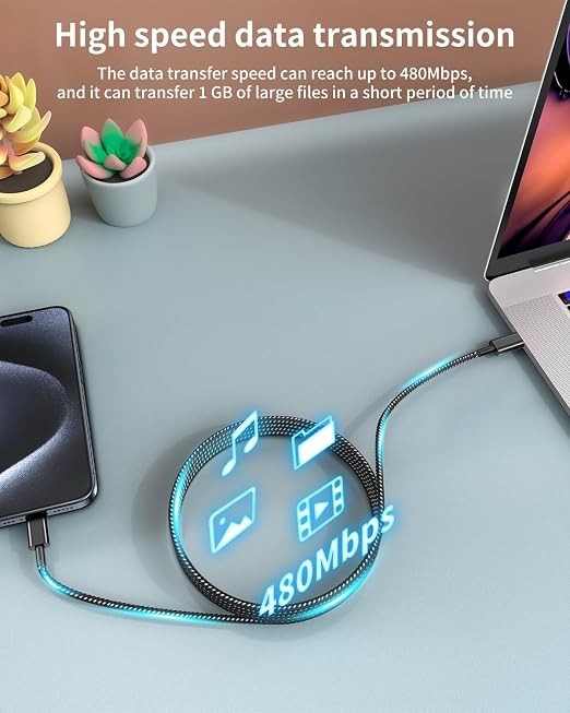 USB C to USB C Cable 5Pack 6FT 60W Nylon Braided Type C Fast Charging Cable | For iPhone 17/16/15 Pro Max, Samsung Galaxy S26/S25/S24 Ultra, MacBook & iPad. USBC to USBC Cable Gifts for Men - Image 4