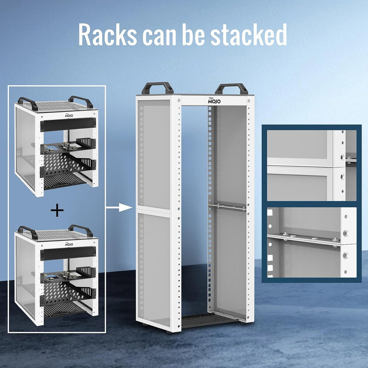 Tecmojo 10 inch Mini Server Rack,4U Rack 7.87" Dp,for 10in Devices,White - Image 6