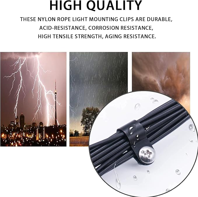 mankk 50PCS 1/2 Inch Rope Light Clips P-Style Mounting Clips Plastic Cable Clamps with Compatible Stainless Steel Pan Head Phillips Screws for Wire Management M-030-BK-LS - Image 9