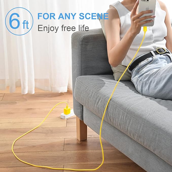 iPhone 17 16 15 Charger Fast Charging 2+2Pack 20W USB C Wall Charger with 6FT Fast Charging Cable Compatible with iPhone 17/17 Air/17 Pro/17 Pro Max/iPhone 16/15 Series, iPad Pro/AirPods - Yellow - Image 7