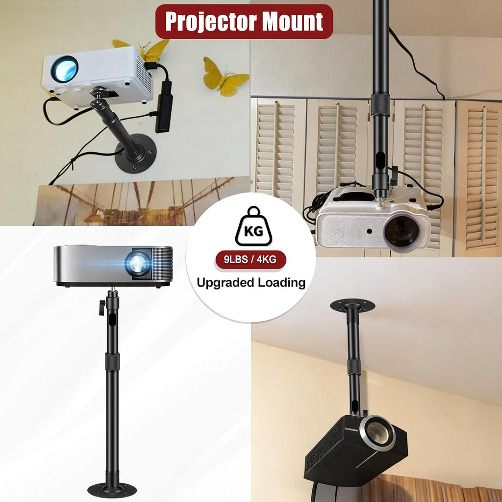 2-Be-Best Upgraded Projector Mount, Better Fixed Projector Ceiling Mount Projectors Wall Mounts with Extendable Length 14-24 in / 37-62 cm 360° Adjustable Projectors Mounts Black - Image 5
