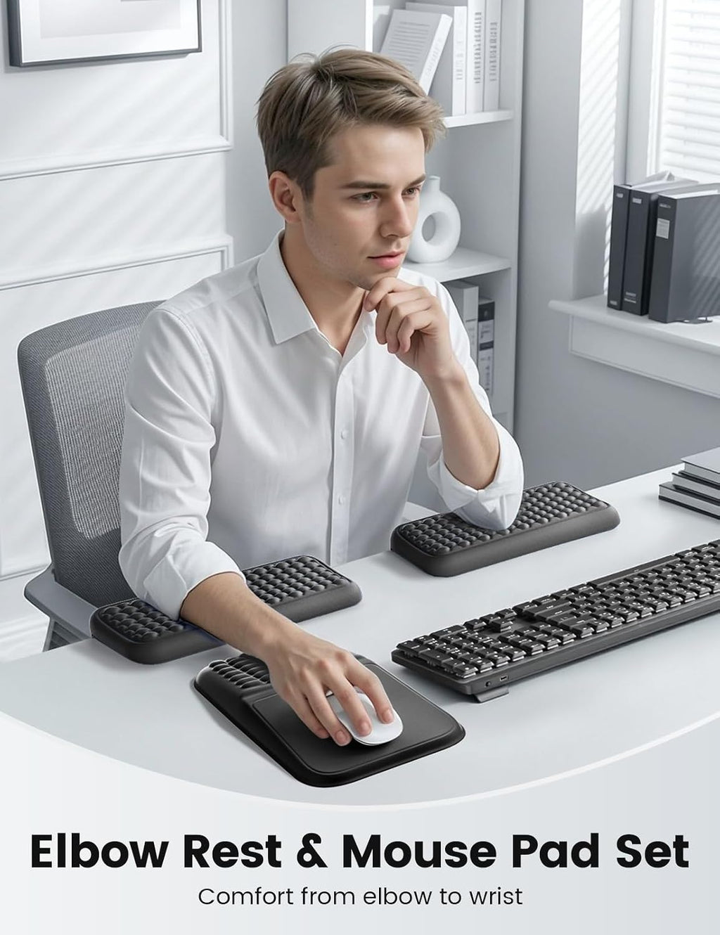 Vaydeer Ergonomic Mouse Pad with Wrist Rest and 2Pcs L-Shaped Elbow Rest - Image 2