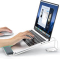 LOXP Acrylic Laptop Stand for Desk, Laptop Stand with Wrist Support | Removable Notebook Stand Ventilated Cooling Computer Riser Ergonomic Acrylic Lectern Mount Compatible with 10-17” Laptops by LOXP