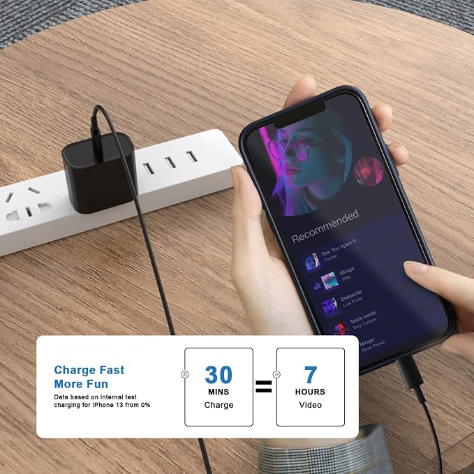 iPhone 14 13 Charger Fast Charging 10 FT, 20W USB C Charger Block & Cable | [Apple MFi Certified] 20W Type C Wall Charger & 10FT Long USB C to Lightning Cable for iPhone 14 13 12 11 Pro Max XS XR X 8 7 - Image 8