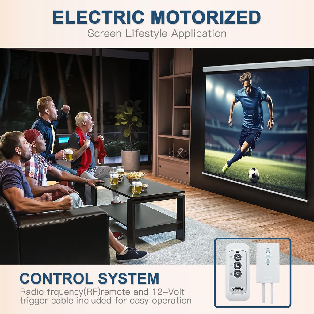 110" Projector Screen Motorized 16:9 for Home Theater Outdoor White - Image 5