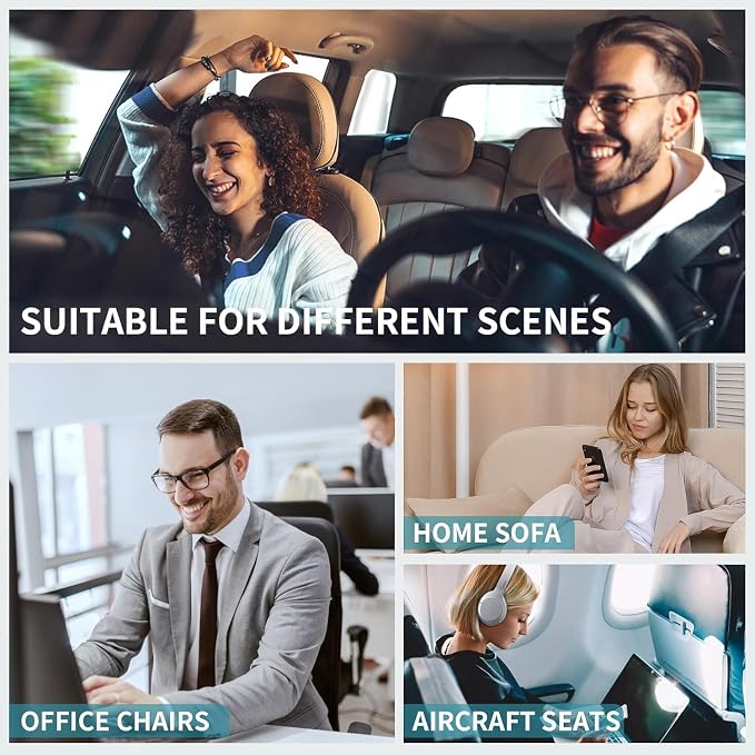 Seat Cushion and Lumbar Support Pillow for Office Chair Car Neck Headrest Pillow Memory Foam Seat Pads Pressure Relief Back Cushion and Carseat Pads(Grey) - Image 8
