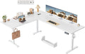 Klicelor L Shaped Standing Desk 75 x 61 Inch,Electric Height Adjustable Corner Desk with Cable Management & Power Outlets, Ergonomic Sit Stand Up Computer Table for Home Office,White by Unknown