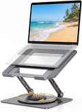 Aluminum Laptop Stand for Desk, Heavy Duty Computer Stand with 360° Rotating Base, Ergonomic Adjustable Height Notebook Riser, Compatible with MacBook Pro/Air, Dell, HP, 10-17” Laptops - Grey by Unknown
