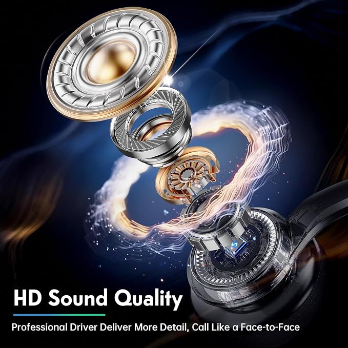 Wireless Headset with Mic for Work, Dual-Mode Headphones 50H Talk | ENC Noise-canceling Microphone, Bluetooth& 2.4GHz Dongle, Clear Calls & Mic Mute, for Laptop, PC, Phone, Office, Call Center - Image 4