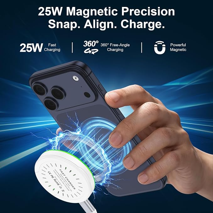 Magnetic Wireless Charger Fast Charging for Moto G Stylus (2026 2025 2024) | Portable Wireless Charger for Mag-safe Charger for Moto Edge (2025 2024 2023 2022) Edge 60 50 Neo razr Samsung S26 Ultra S25 - Image 5