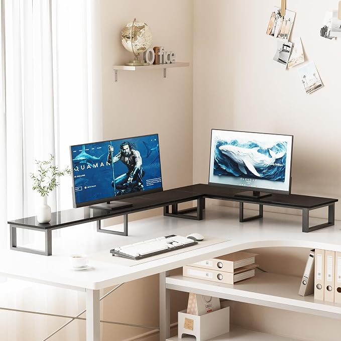 aboxoo 59" Large TV Riser Stand for 32-75 Inch TV, TV Shelf with Steel Legs | Black TV Riser Stand with Storage, Tabletop TV Riser for Home Living Room, Study Office, Fit TV, Monitor, Laptop - Image 3