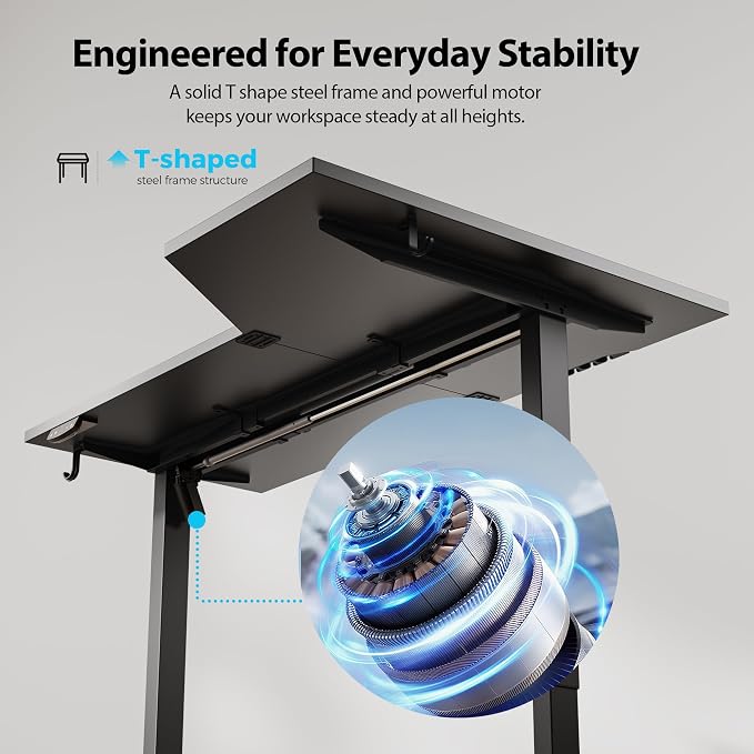Agilestic 55 x 32 Inch Corner L Shaped Electric Standing Desk, Black | Electric Height Adjustable, L-shape Workspace, Sturdy Steel Frame, Memory Preset, Hooks, 154 lbs, Easy Assembly, Splice Board - Image 5