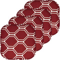 Sweet Home Collection Chair Cushion Memory Foam Pads Honeycomb Pattern Slip Non Skid Rubber Back Rounded Square 16" x 16" Seat Cover, Mirage Wine/White, 4 Pack by SweetHomeCollection