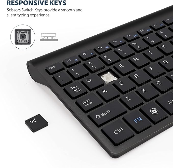 Fonicer 2.4GHz Wireless Vertical Ergonomic Mouse and Keyboard Combo Ultra-Thin Portable Size for PC Desktop Computer Laptop Mac For Students or Small Hands - Image 4