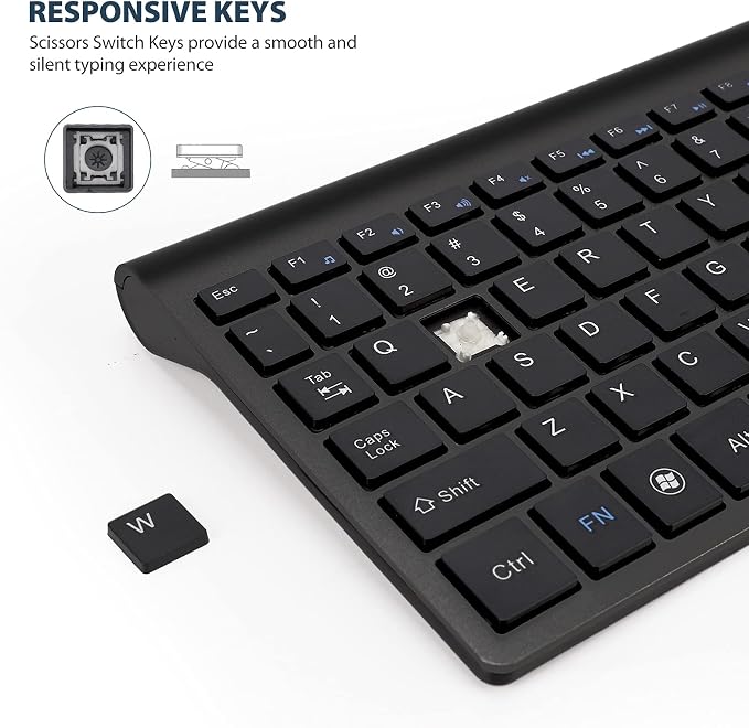 2.4GHz Wireless Vertical Ergonomic Mouse and Keyboard Combo Ultra-Thin Portable Size for PC Desktop Computer Laptop Mac Tablet - Image 6