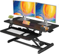 JOY worker Standing Desk Converter, 35" Height Adjustable Sit Stand Riser | Black Desktop Sit to Stand Riser with Fixed Keyboard Tray, Dual Monitor and Laptop Workstation, Particle Board, Home Office by JOYworker