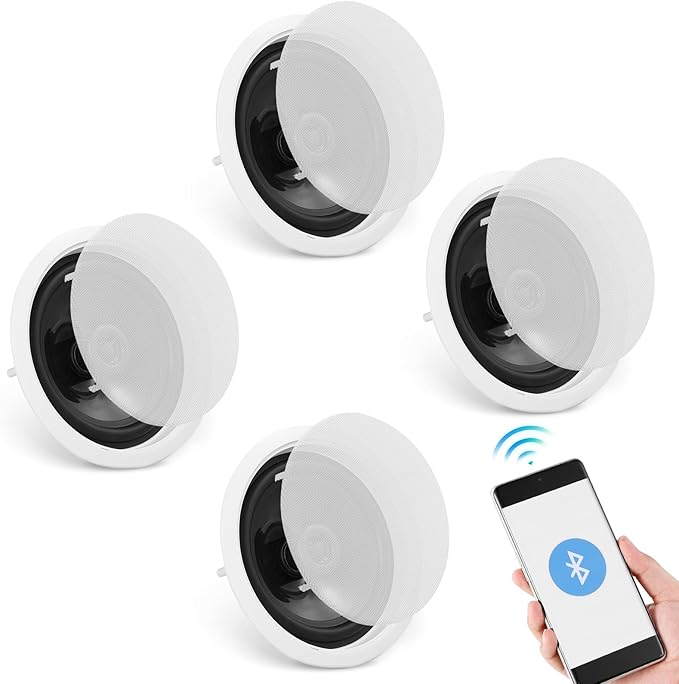 VEVOR 4 PCs 6.5'' Bluetooth Ceiling Speakers, 600W Flush Mount Ceiling & in-Wall Speaker System with 8Ω Impedance 89dB Sensitivity, for Home Kitchen Living Room Bedroom or Covered Outdoor Porches - Image 10