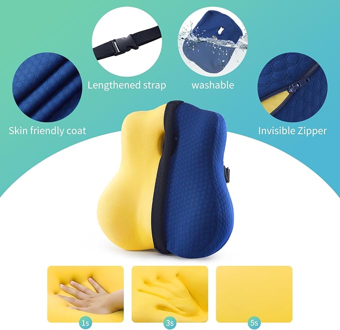 seeknow Lumbar Support Pillow for Chair Back Support Pillow for Couch Lumbar Pillow for Car Office Chair Back Cushion for Lower Back Pain Memory Foam Back Rest for Desk Chair, Recliner, Car Seats - Image 3