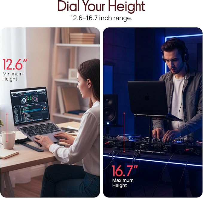 Pyle Portable Folding Laptop Stand - Standing Table with Adjustable Angle, Foldable Height and Four Prong Anti-Slip Tray for iPad, Tablet, DJ Mixer, Workstation, Gaming and Home Use - PLPTS55 - Image 6