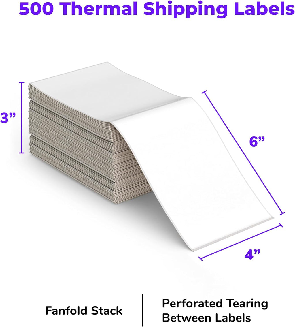 Rollo 4x6 Direct Thermal Shipping Labels - 500 Fanfold Pack - Image 2